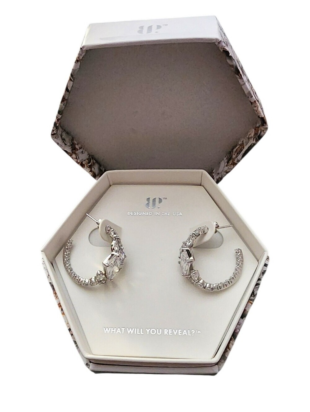 Bomb Party Diamond Cubic Zirconia .925 Sterling Silver Hoop Earrings, NWT